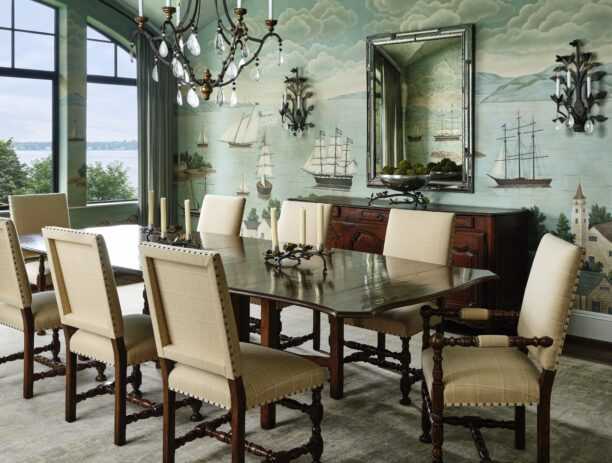 dining room in rhode island looking over the coast